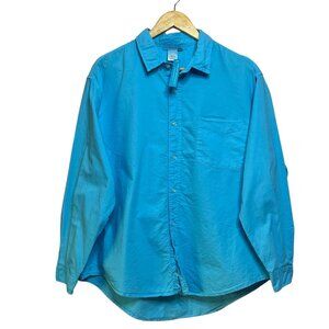 NWT Fresh Produce Men'S XXL Blue 100% Cotton Button-Up Shirt With Chest Pocket
